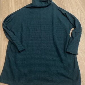 We The Free Ribbed Cowl Neck Sweater Tunic - Teal Green